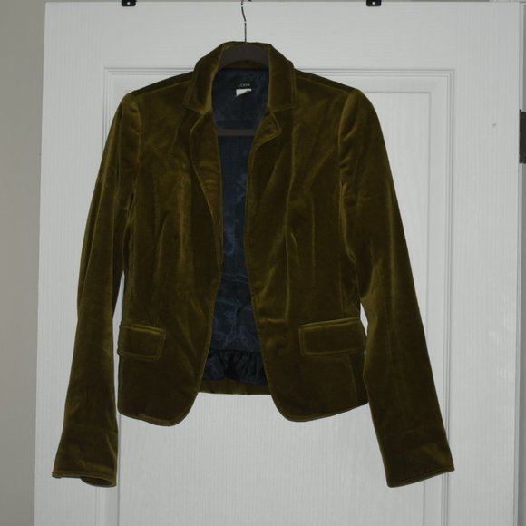 J. Crew moss green velvet jacket